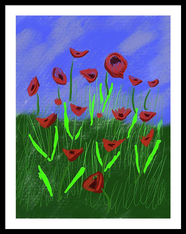 Field Of Poppies - Framed Print
