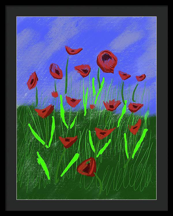 Field Of Poppies - Framed Print