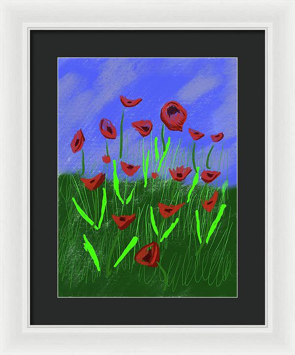 Field Of Poppies - Framed Print