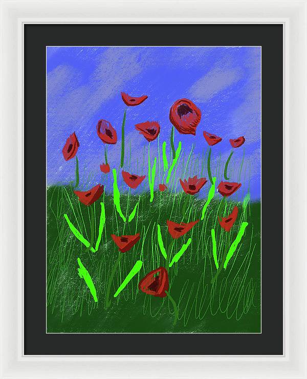 Field Of Poppies - Framed Print