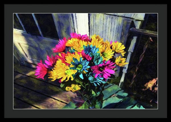 Flowers At The Door - Framed Print