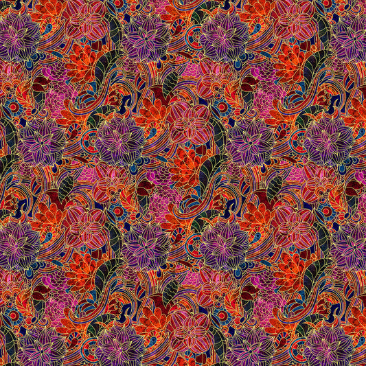 Golden Flower Pattern Digital Image Download