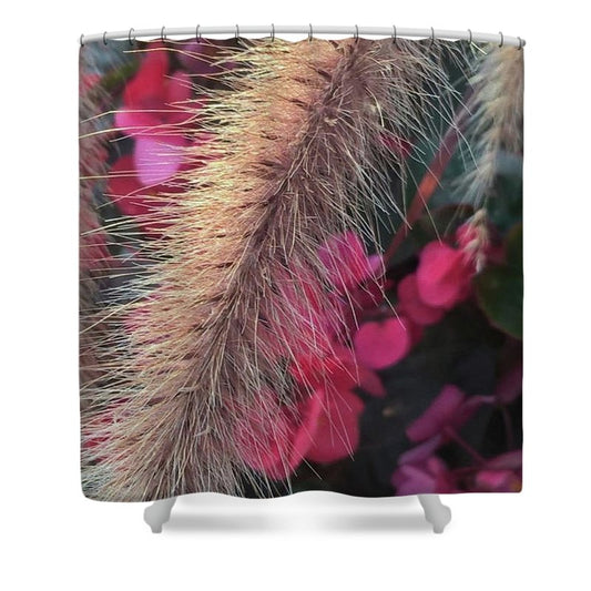 Grass and Geraniums - Shower Curtain