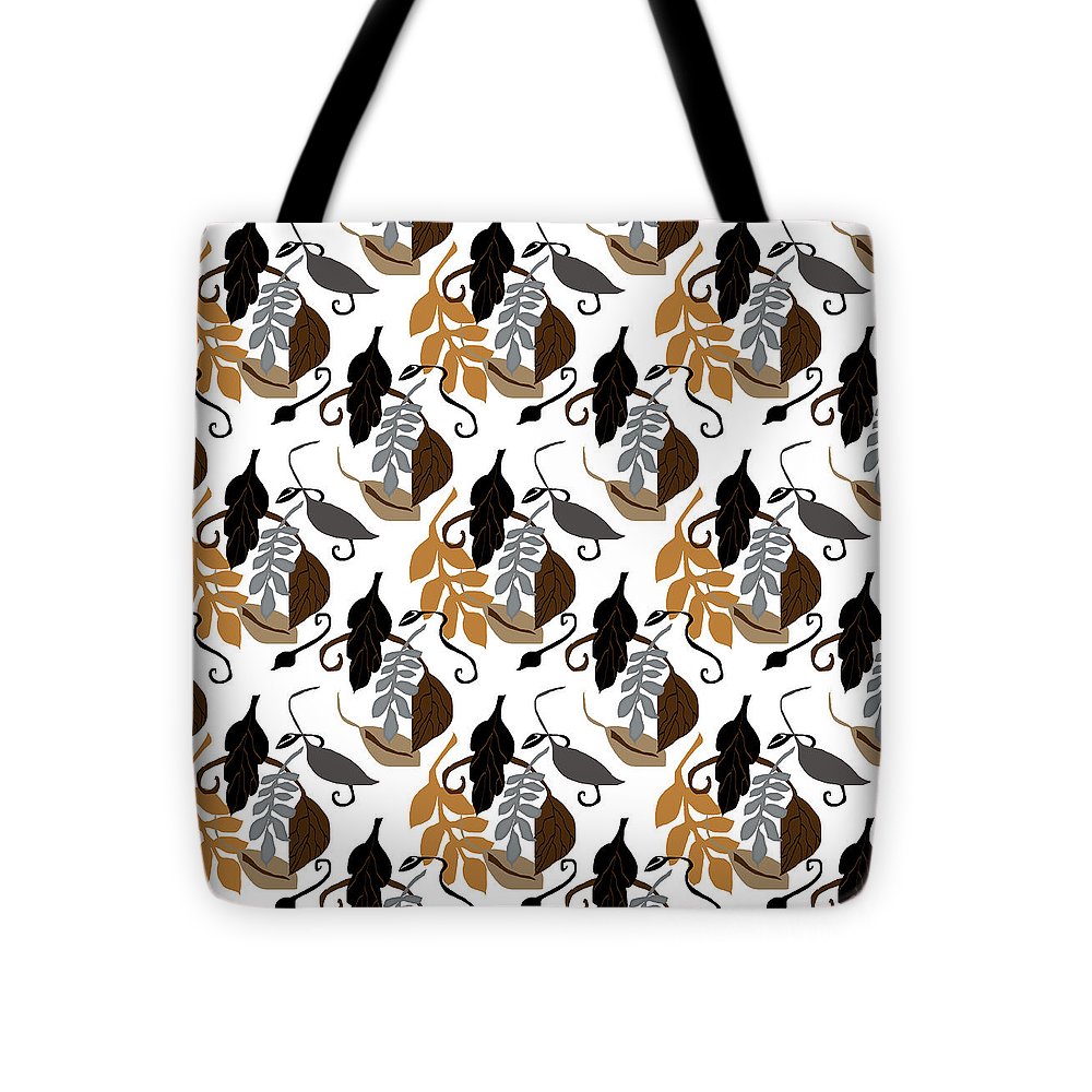 Gray Brown Black Neutral Leaves - Tote Bag