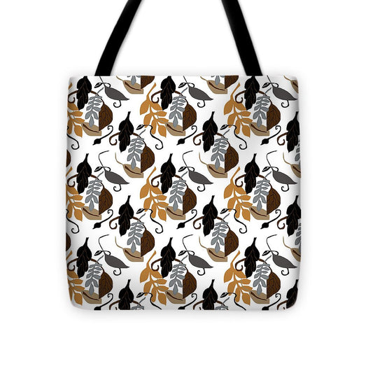 Gray Brown Black Neutral Leaves - Tote Bag