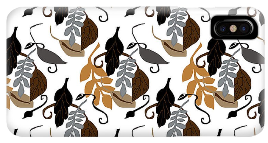 Gray Brown Black Neutral Leaves - Phone Case