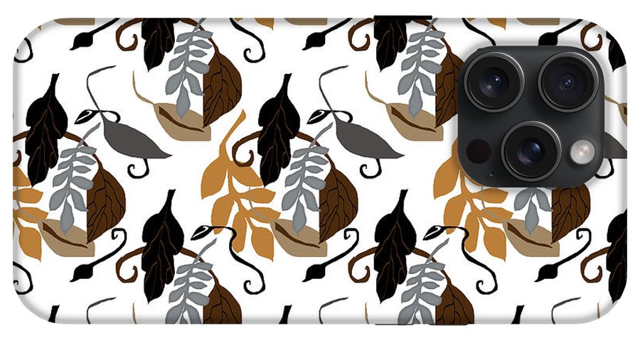 Gray Brown Black Neutral Leaves - Phone Case