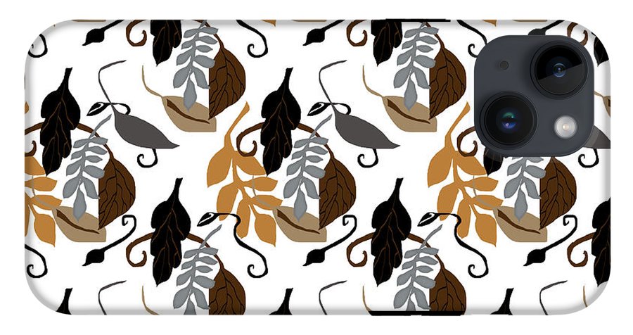 Gray Brown Black Neutral Leaves - Phone Case