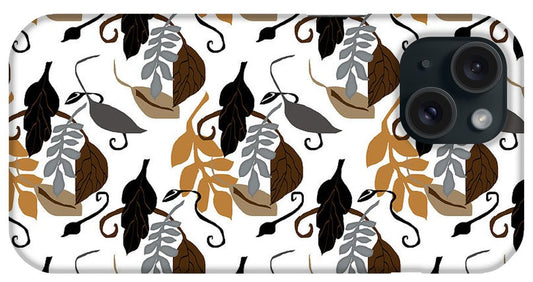 Gray Brown Black Neutral Leaves - Phone Case