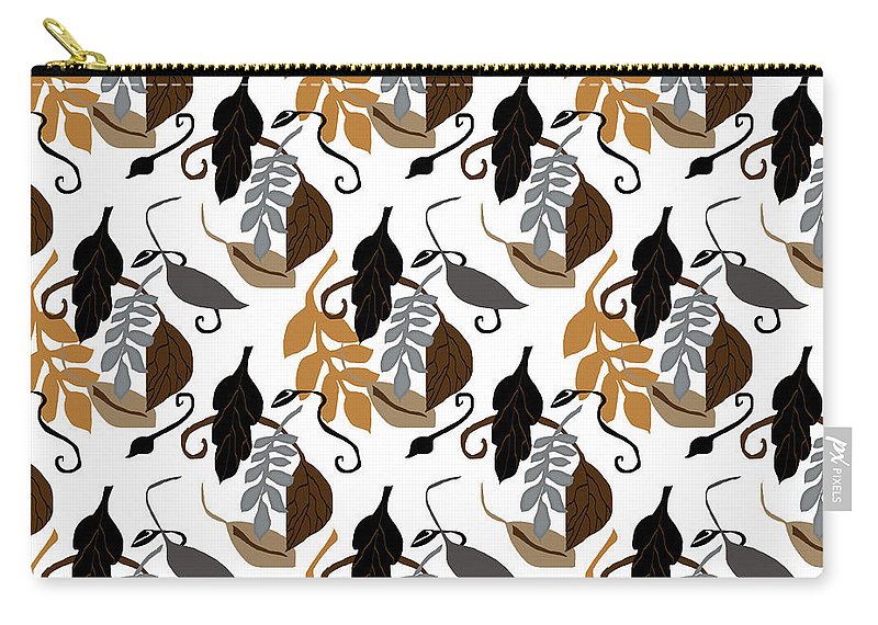 Gray Brown Black Neutral Leaves - Carry-All Pouch