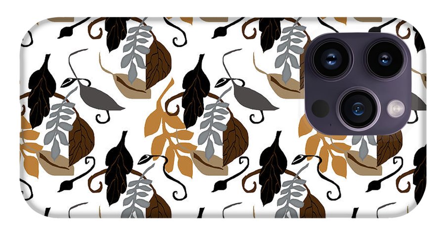 Gray Brown Black Neutral Leaves - Phone Case