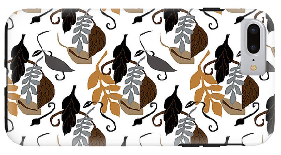 Gray Brown Black Neutral Leaves - Phone Case