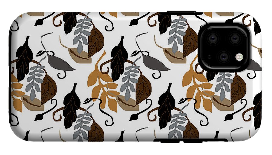 Gray Brown Black Neutral Leaves - Phone Case