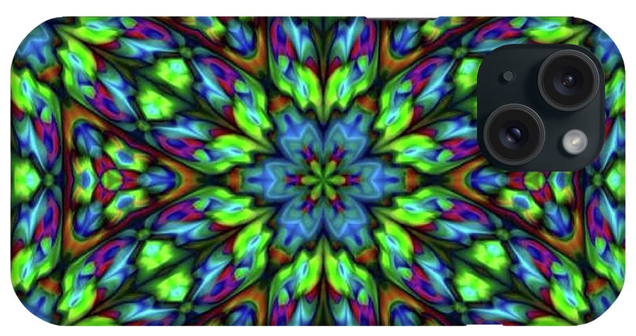 Green Blue Triangle Kaleidoscope - Phone Case