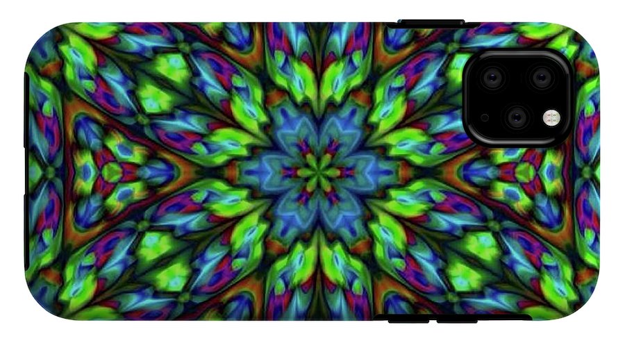 Green Blue Triangle Kaleidoscope - Phone Case