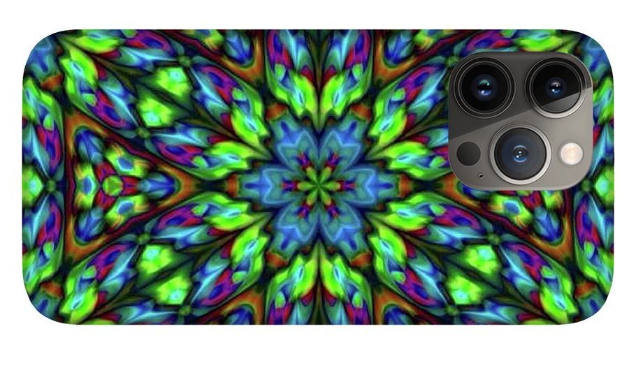 Green Blue Triangle Kaleidoscope - Phone Case