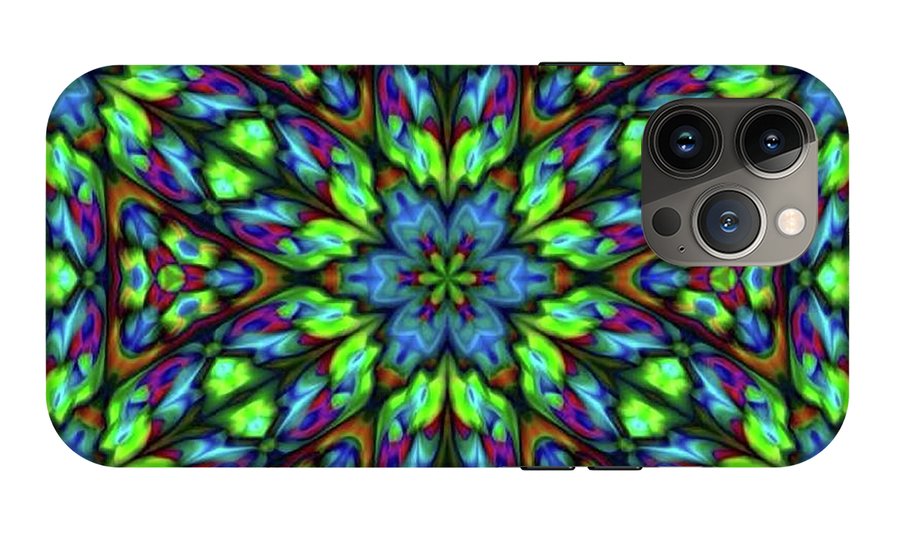 Green Blue Triangle Kaleidoscope - Phone Case
