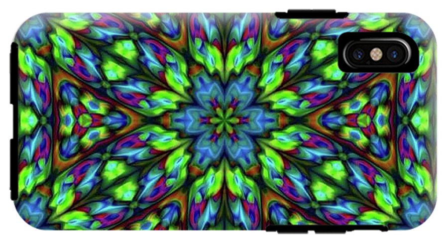 Green Blue Triangle Kaleidoscope - Phone Case
