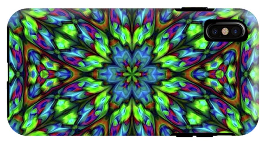 Green Blue Triangle Kaleidoscope - Phone Case