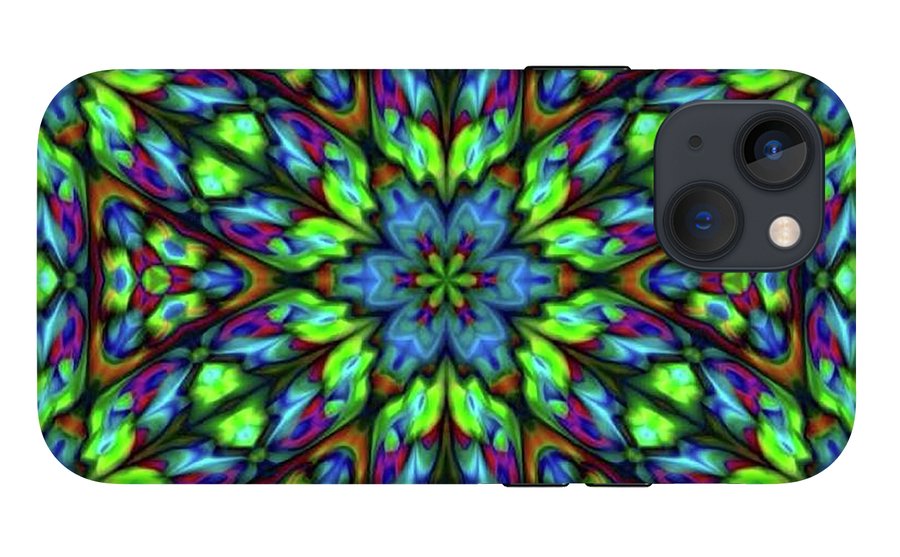Green Blue Triangle Kaleidoscope - Phone Case