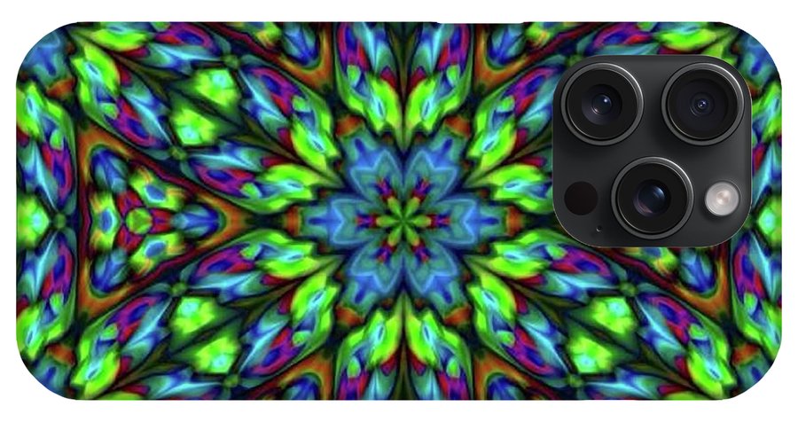 Green Blue Triangle Kaleidoscope - Phone Case