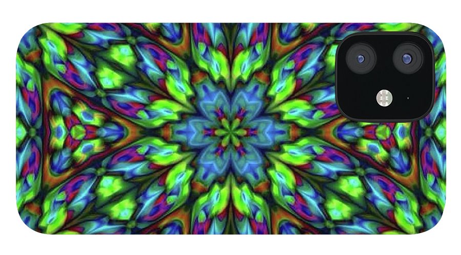 Green Blue Triangle Kaleidoscope - Phone Case