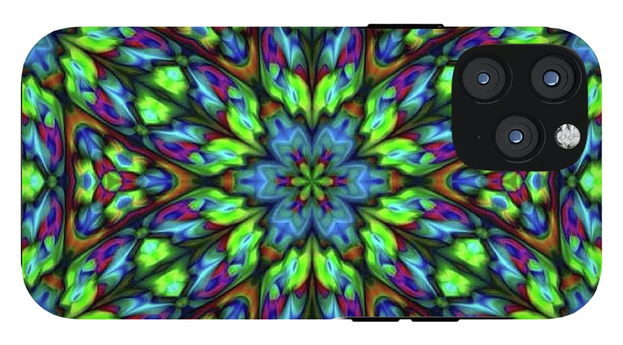 Green Blue Triangle Kaleidoscope - Phone Case