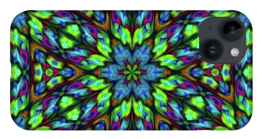 Green Blue Triangle Kaleidoscope - Phone Case