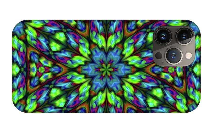 Green Blue Triangle Kaleidoscope - Phone Case