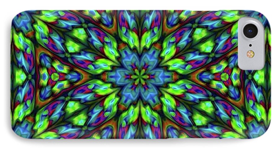 Green Blue Triangle Kaleidoscope - Phone Case