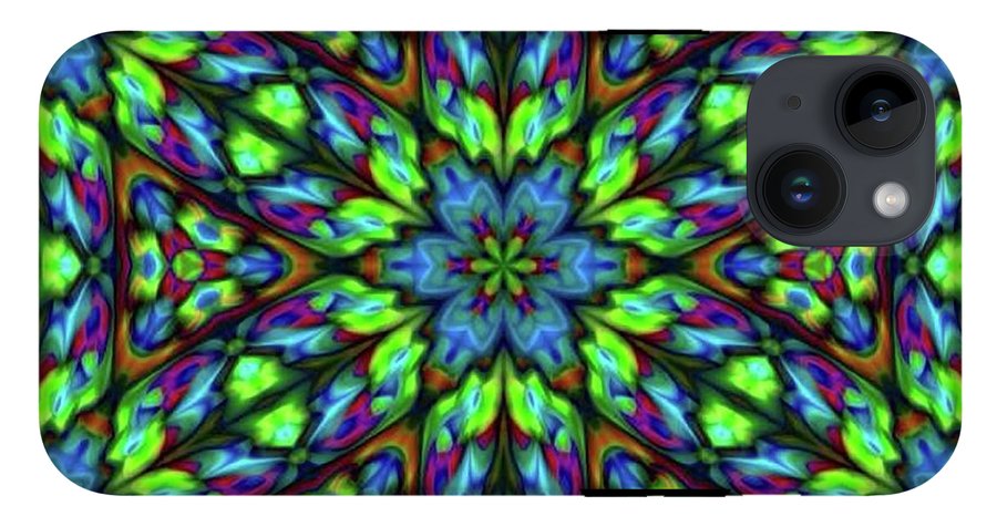 Green Blue Triangle Kaleidoscope - Phone Case