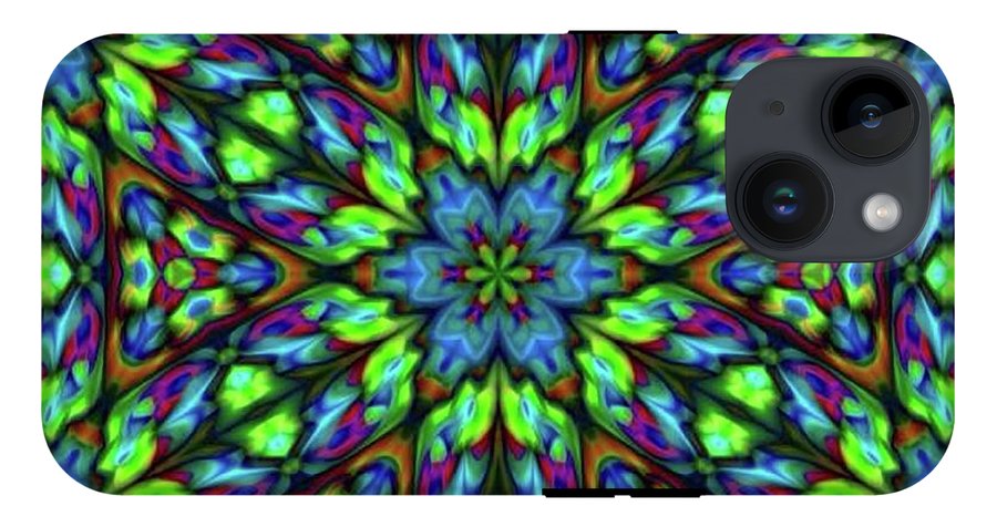 Green Blue Triangle Kaleidoscope - Phone Case