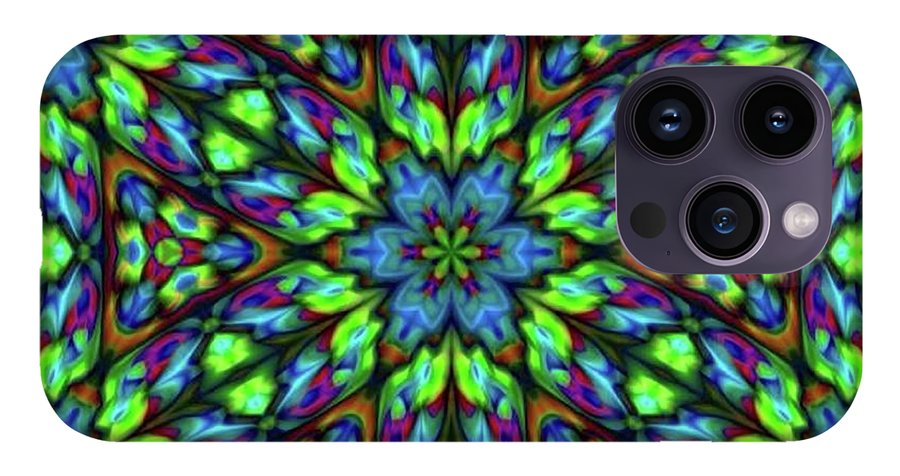 Green Blue Triangle Kaleidoscope - Phone Case