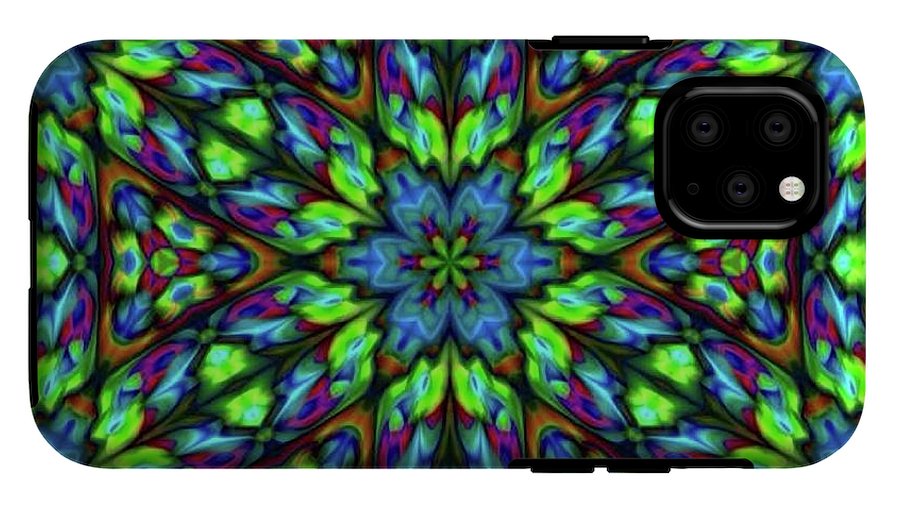 Green Blue Triangle Kaleidoscope - Phone Case