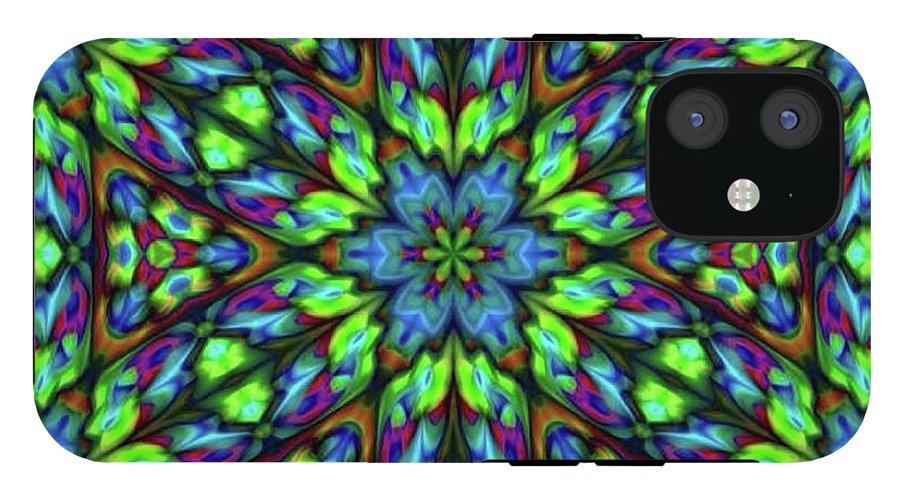Green Blue Triangle Kaleidoscope - Phone Case