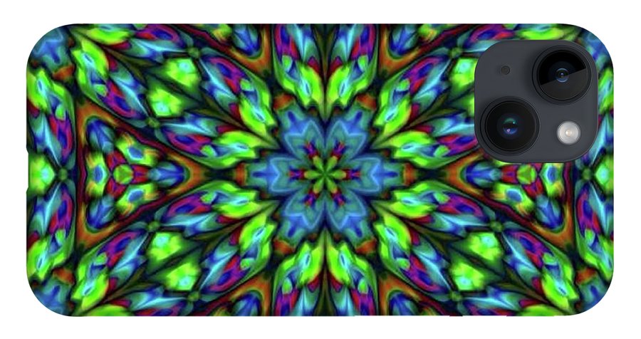 Green Blue Triangle Kaleidoscope - Phone Case