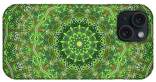 Green Celtic Knot Circle Kaleidoscope - Phone Case