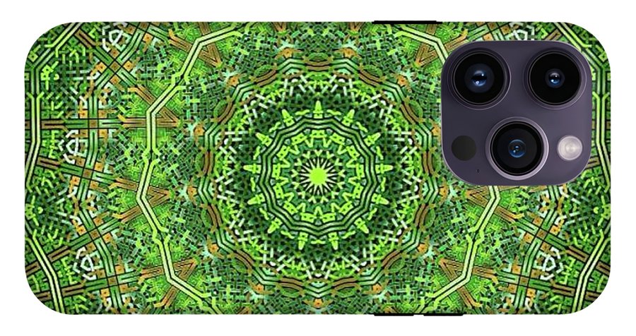 Green Celtic Knot Circle Kaleidoscope - Phone Case