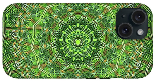 Green Celtic Knot Circle Kaleidoscope - Phone Case