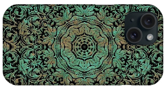 Green Copper Floral Kaleidoscope - Phone Case