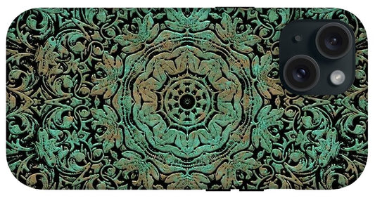 Green Copper Floral Kaleidoscope - Phone Case