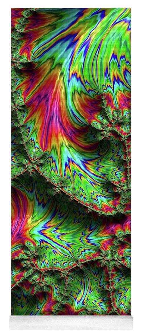 Green Feather Fractal - Yoga Mat