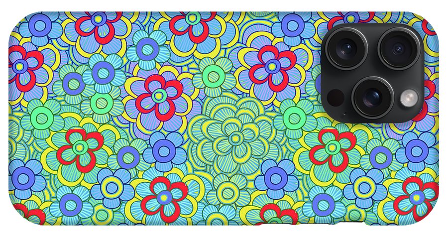 Green Retro Flowers - Phone Case
