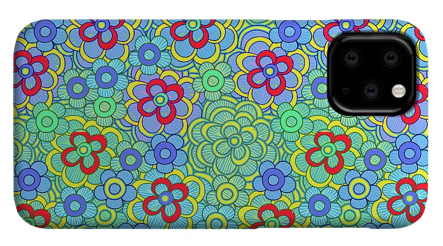 Green Retro Flowers - Phone Case
