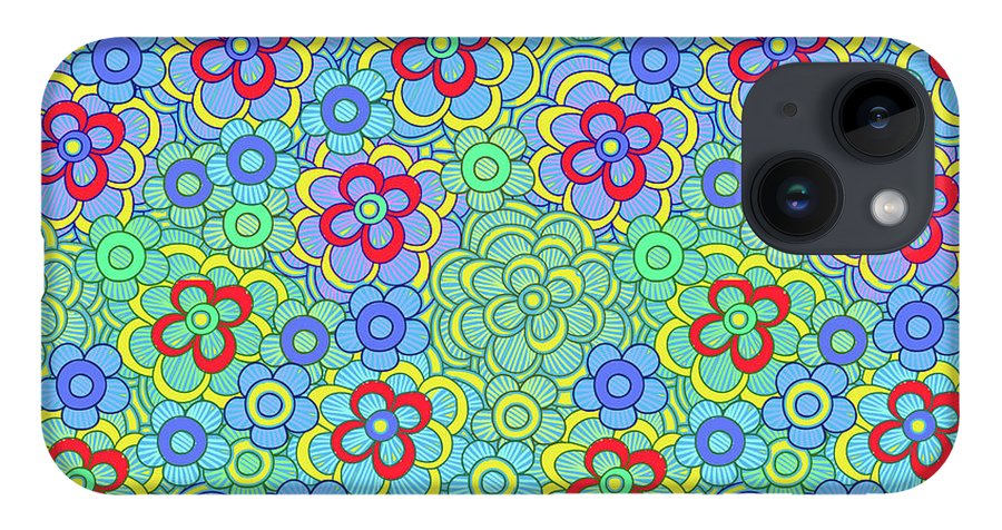 Green Retro Flowers - Phone Case