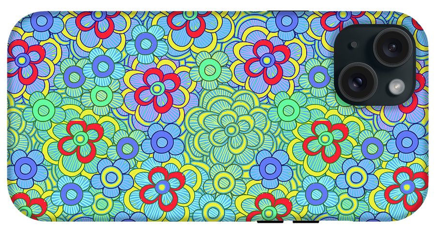 Green Retro Flowers - Phone Case