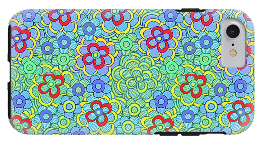 Green Retro Flowers - Phone Case