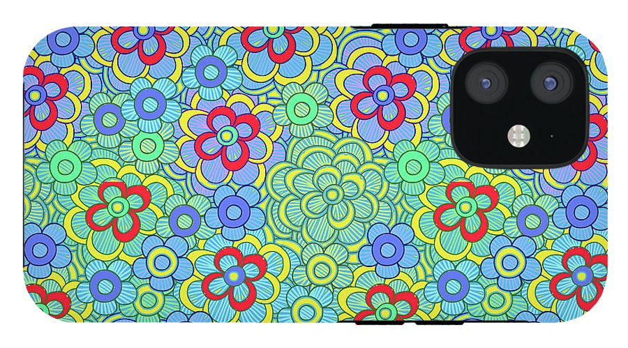 Green Retro Flowers - Phone Case