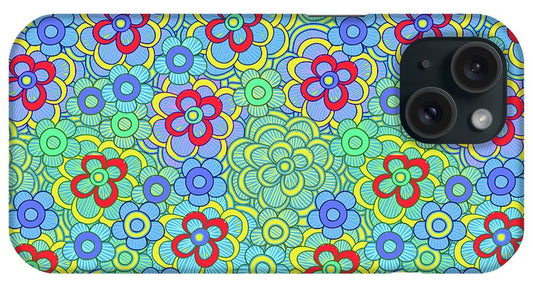 Green Retro Flowers - Phone Case