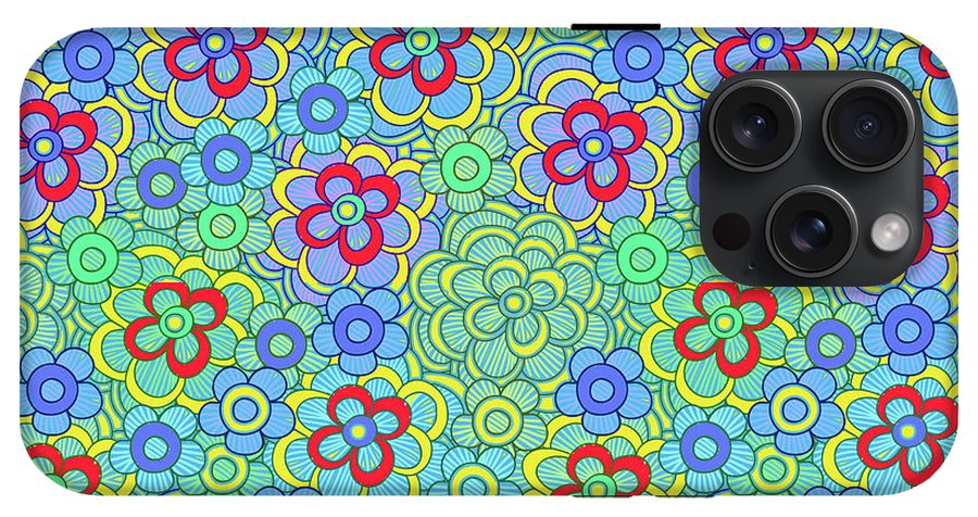 Green Retro Flowers - Phone Case